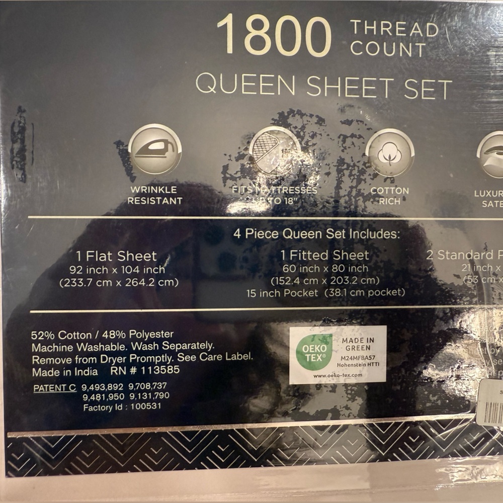1800 Thread Count Queen Sheet Set - Soft Gray - Picture 3 of 6